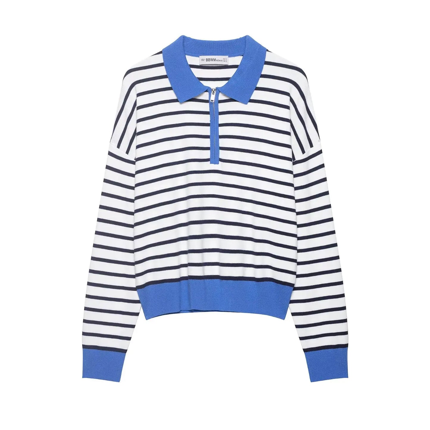 Spring New ZR Women's Knitted Stripe  Shirt Fashionable Versatile Design Casual Business Leisure Polyester Fiber Long Sleeve