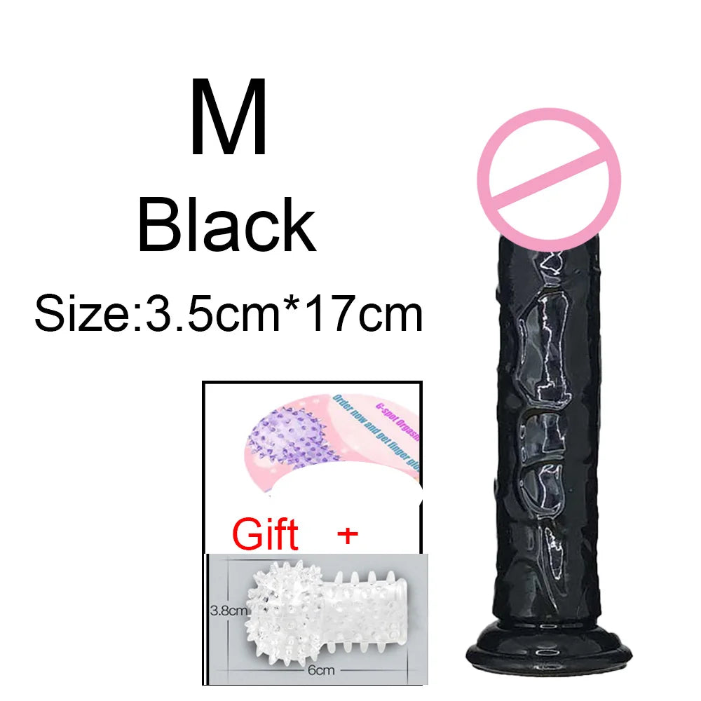 Cheap Women Erotic Anal 5 Colors Big Transparent Dildo Suction Cup Jelly Dick Sex Toys Soft Clitori Vaginal Masturbators Penis