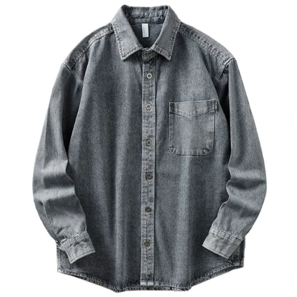 Autumn and Winter New American Tooling Long-sleeved Shirt, High-end Loose and Versatile Denim Shirt, Jacket Jacket Men