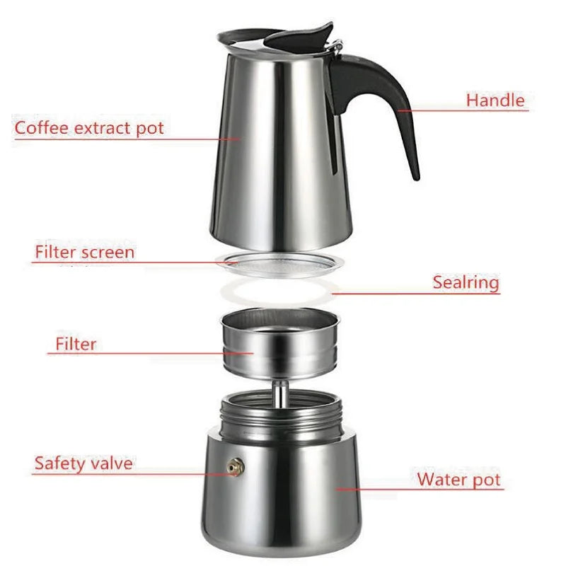 110V/220V Electric Coffee Maker Portable Stainless Steel Mocha Pot Electric Italian Coffee Maker Percolator Heated Coffee Stove