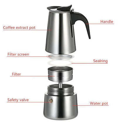 110V/220V Electric Coffee Maker Portable Stainless Steel Mocha Pot Electric Italian Coffee Maker Percolator Heated Coffee Stove