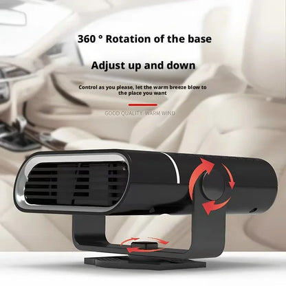 Portable Car Heater with Fast Heating Defrost & Defog Functions | 12V/24V Compatible | Fixed Air Outlet 360° Adjustable Angle