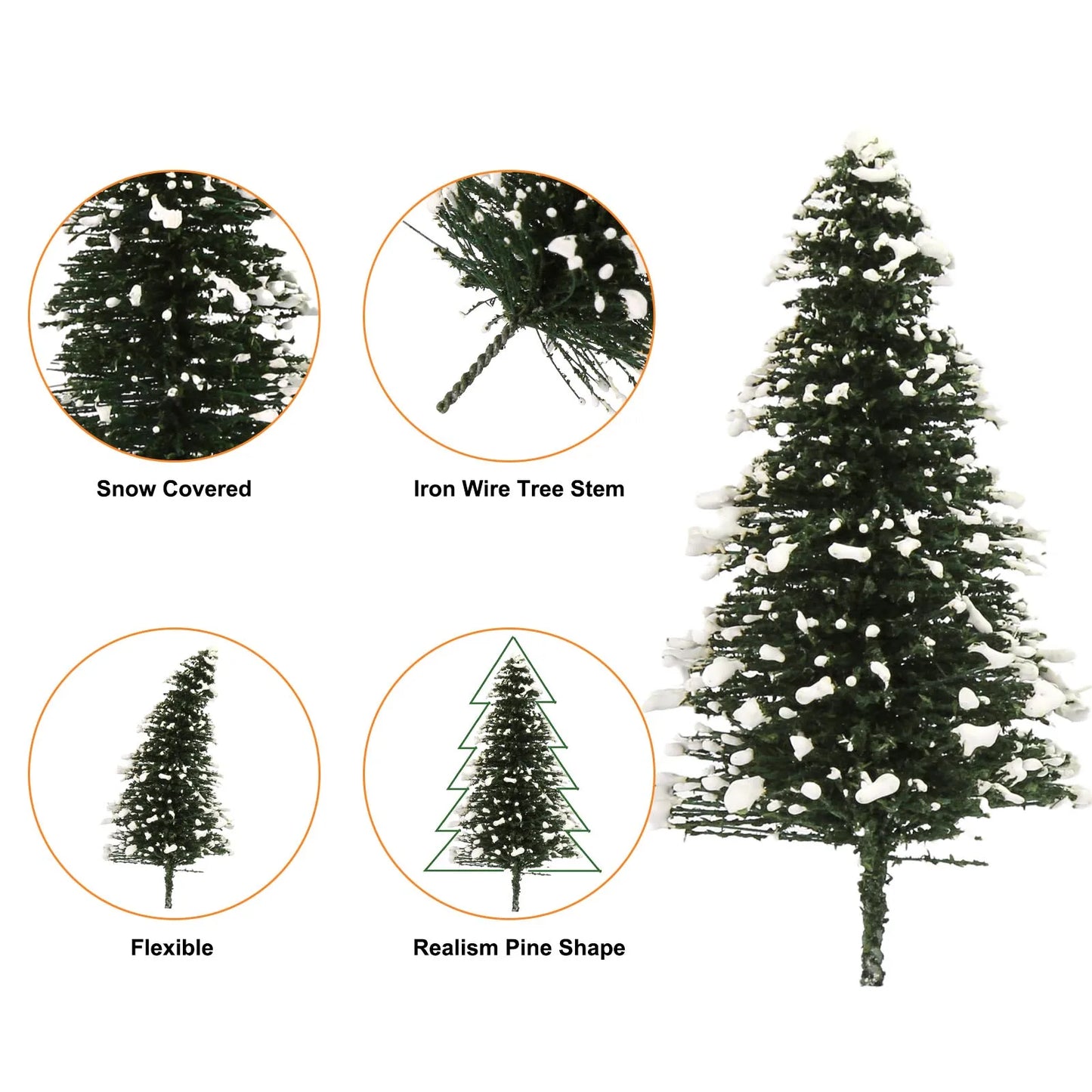 XS0804 Evemodel Model Snowy Pine Trees Deep Green Christmas Pines for HO O N Z Scale Xmas Decor Layout S0804