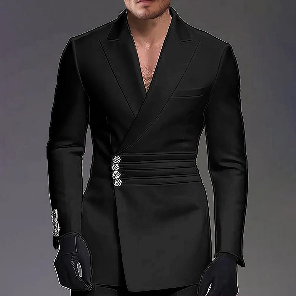 Wedding-ready Slim-fit Men Suit 2 Pieces(Jacket+Pants) Groom Suit Single-breasted Peak-lapel Formal Set for Elegance Custom