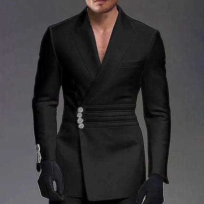 Wedding-ready Slim-fit Men Suit 2 Pieces(Jacket+Pants) Groom Suit Single-breasted Peak-lapel Formal Set for Elegance Custom