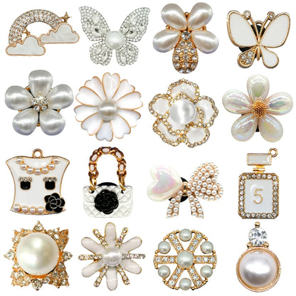 1pcs Metal Shoe Charms Flowers Butterfly Shoe Decorations Perfume Bow Tie White Sandals Pins for Women Girls Favor Gifts