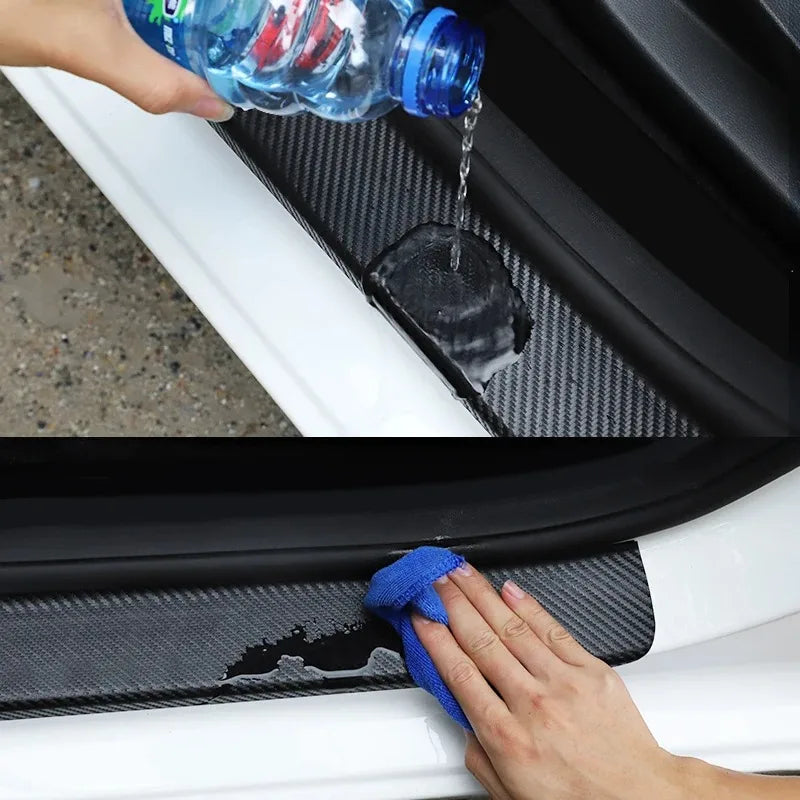 5Pcs Carbon Fiber Car Door Sill Scuff Plate Decor Stickers For Mercedes Benz AMG W463 W204 C300 W212 W176 W222 W124 C190
