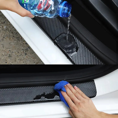 5Pcs Carbon Fiber Car Door Sill Scuff Plate Decor Stickers For Mercedes Benz AMG W463 W204 C300 W212 W176 W222 W124 C190