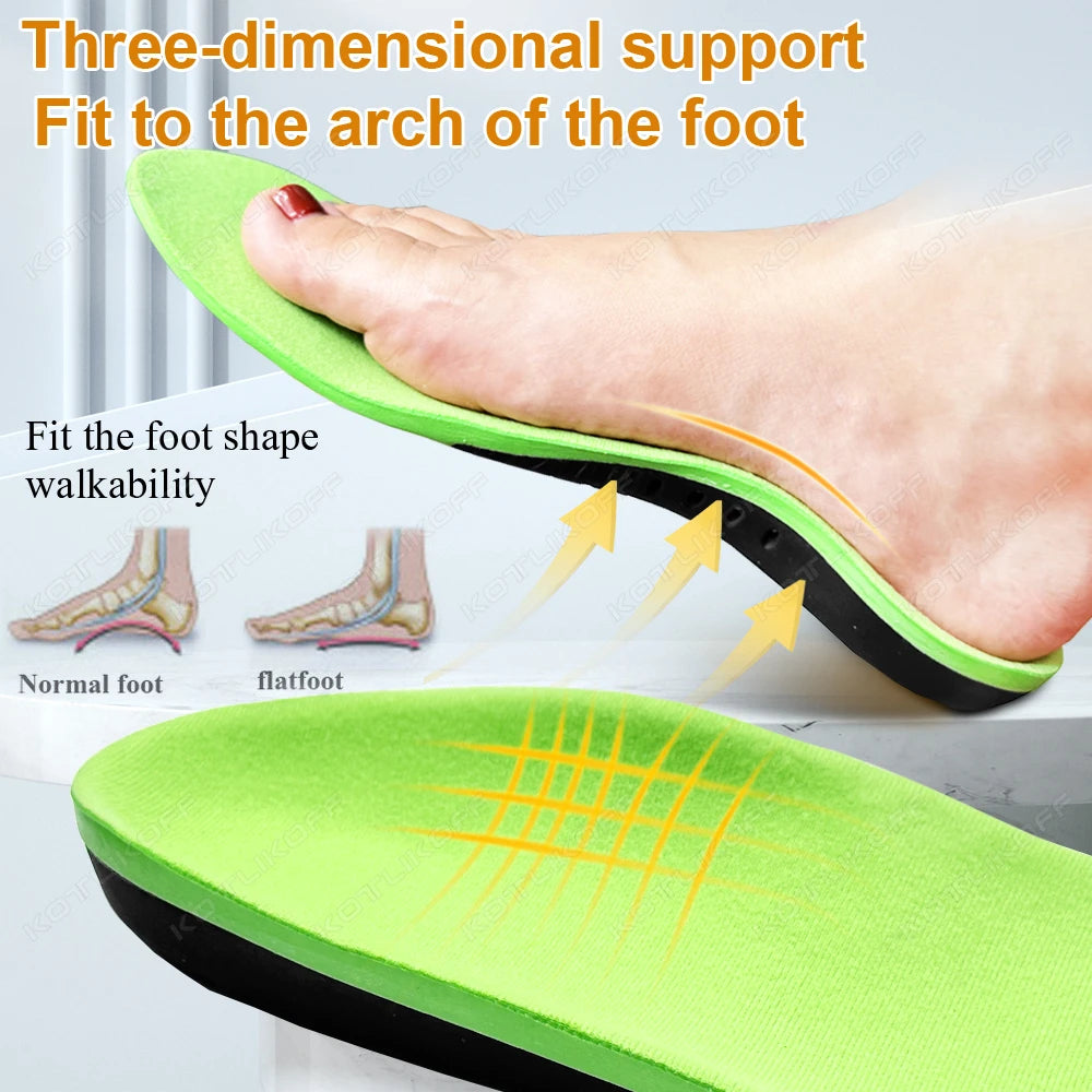 KOTLIKOFF Comfort Flat Feet Orthotic Arch Support Insoles for Men/Women Elasticity Cushioning For Running Shoes Insert Care