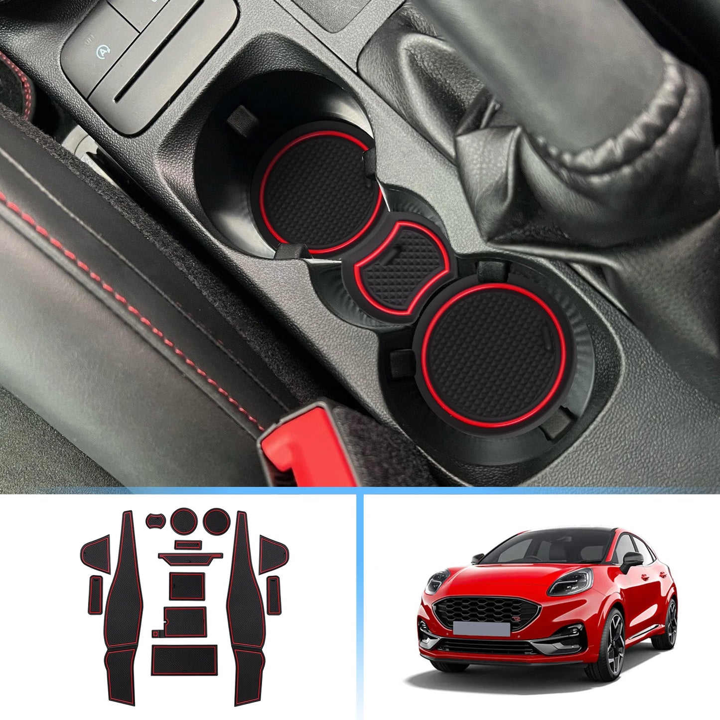 RUIYA for Ford Puma MK2 Puma II 2020-2024 Car Door Groove Mat Ford Puma Anti-slip Slot Pad Auto 2024 Ford Puma MK2 Accessories