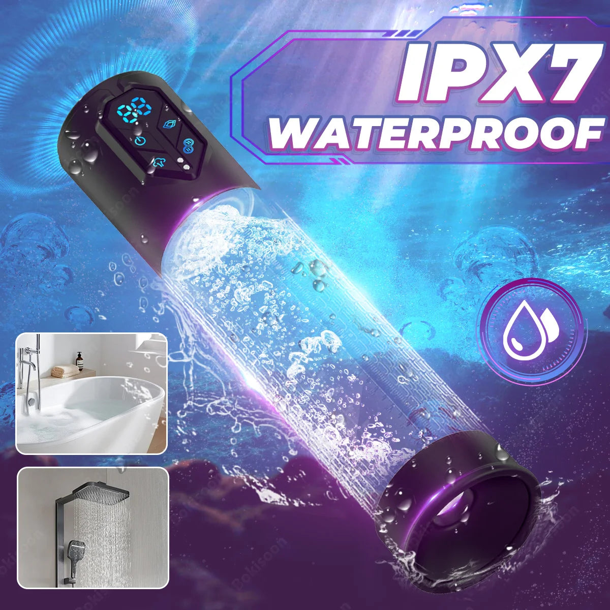 IPX7 Waterproof Electric Pump Penis Erection Enlargement Automatic Vacuum Pump for Men 4 Suction Masturbating Sex Toy for Men