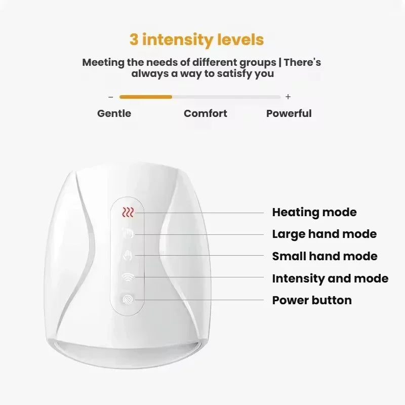 Electric Hand Massager Device Wireless Palm Finger Acupoint Air Pressure Heat Compression Smart Timer for Women Beauty Care