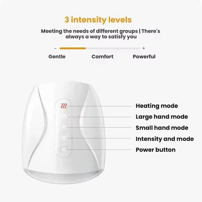 Electric Hand Massager Device Wireless Palm Finger Acupoint Air Pressure Heat Compression Smart Timer for Women Beauty Care