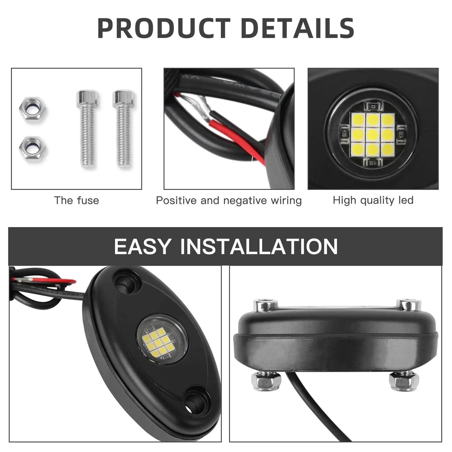 1/2/4pcs Auto chassis lights LED Rock Lamp Contour Decorative Light bottom Atmosphere light for cross-country SUV ATV Dune Buggy