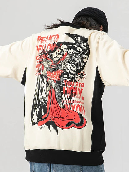 Monkey Store Autumn Winter Hoodie Unisex Casual Print round Neck Sweatshirt Warm Comfortable Cotton Long Sleeve Youth Fashion