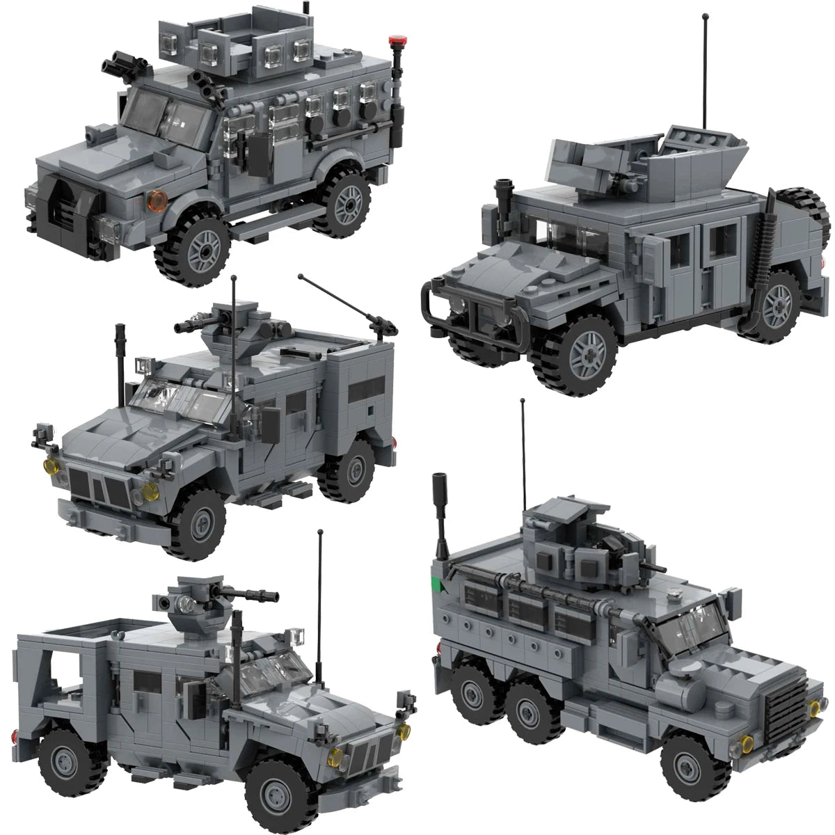 Modern Military MRAP Armored Vehicle Cougar Oshkosh M-ATV Kozak Building Blocks Set Car Tactical Off-Road For Collection 4x4 6x6