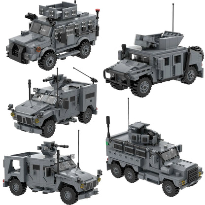 Modern Military MRAP Armored Vehicle Cougar Oshkosh M-ATV Kozak Building Blocks Set Car Tactical Off-Road For Collection 4x4 6x6