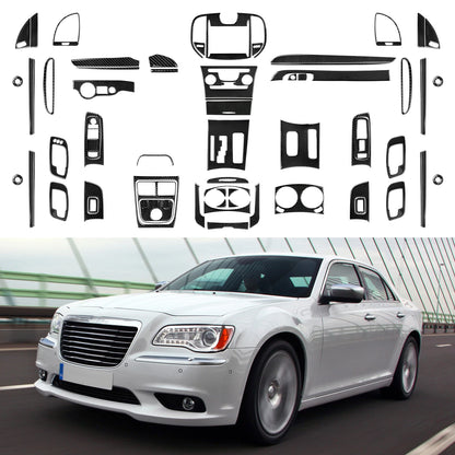 For Chrysler 300 (2011-2014) Car Center Console Gear Shift Panel Steering Wheel Cover Carbon Fiber Interior Sticker Accessories