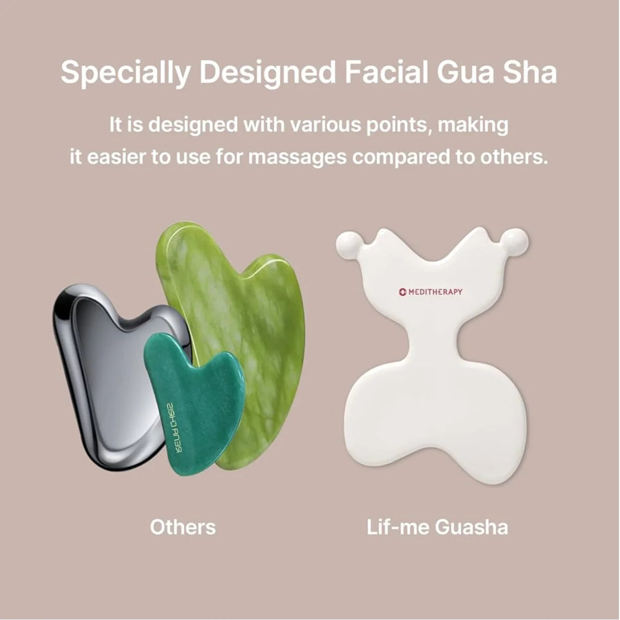 MEDITHERAPY Lift-me Guasha Board Ceramic Gua Sha Face Massage Tool Korean Facial Guasha Board Face Lift Muscle Relief Massager