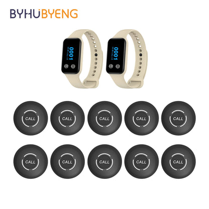 BYHUBYENG Restaurant Pager Waiter Calling System Watch Receivers Waterproof Call Buttons for Food Truck Cafe Customer Service