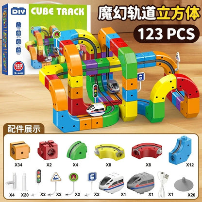 DIY Stem Magnetic Track Car Magnetic Sheet Children'S Puzzle Toy Electric Magical Magnetic Block Anti Gravity Toy Birthday Gift