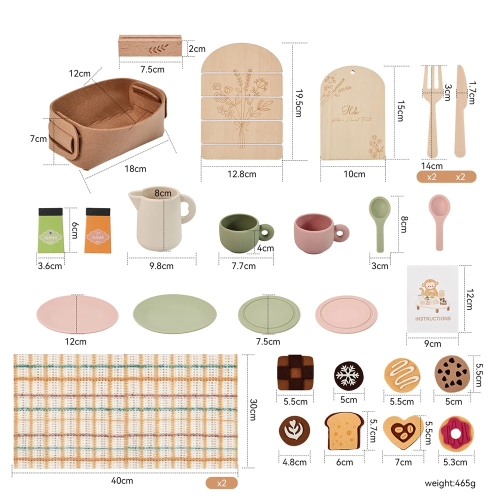Playing House Afternoon Tea Set Baby Wooden Montessori Toys Numbers Blocks Learning Toy Model Puzzle Toys For Baby Birthday Toy