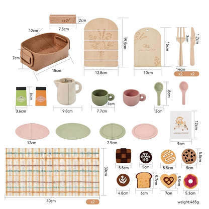 Playing House Afternoon Tea Set Baby Wooden Montessori Toys Numbers Blocks Learning Toy Model Puzzle Toys For Baby Birthday Toy