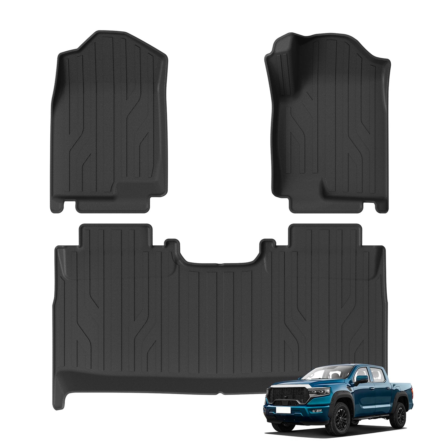 Right Drive for Foton Tunland V9 2026 2025 Car Floor Mats Truck Bed Mat Liner Trunk Bed Liner TPE 3D Foot Mat Waterproof BLACK