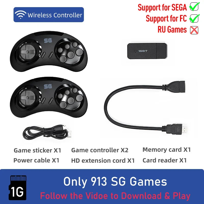 DATA FROG 4k 16-bit Wireless Retro Video Game Console Build In 900 Games HDMI-Compatible Retro Game Console For SEGA/FC/GBA