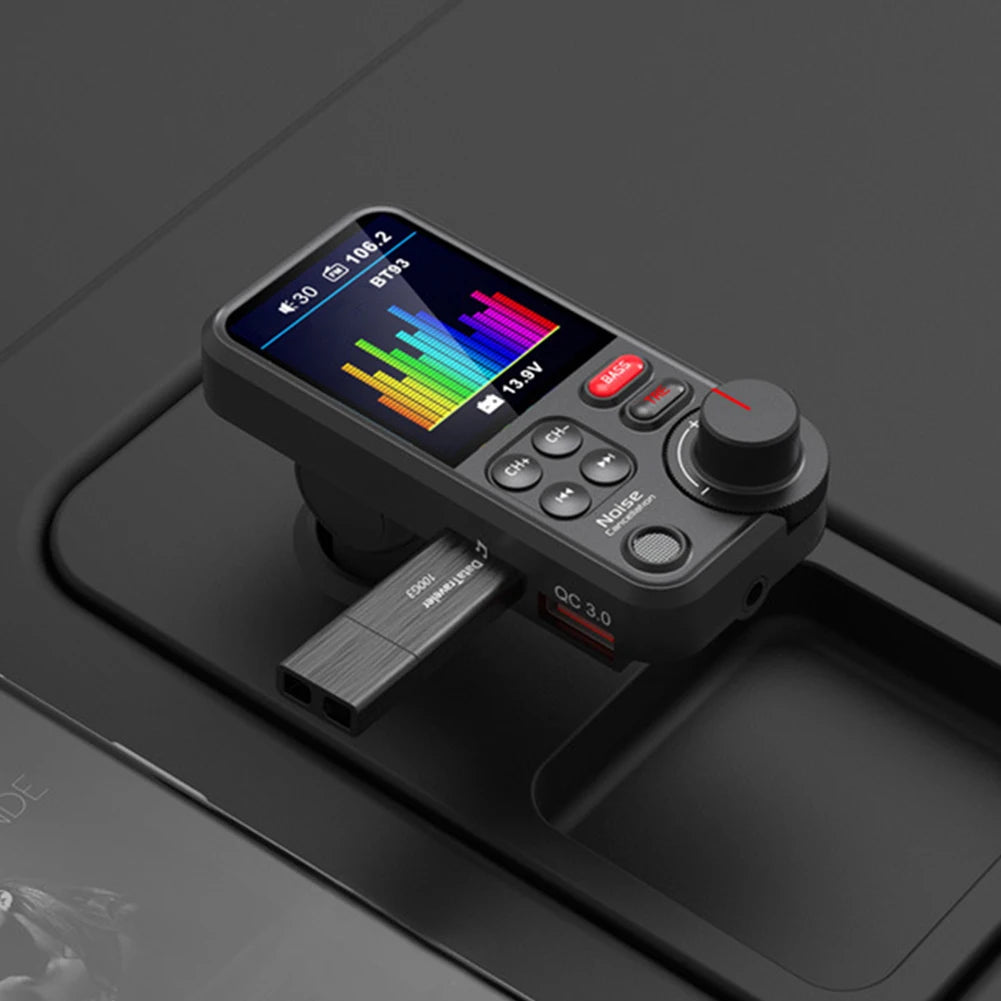 1.8 Inch Car Wireless USB Fast Charger QC3.0 Charging Bluetooth-Compatible Auto Aux Radio Hands Free Car Kit Car Charger Adapter