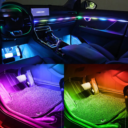 140/55.1inch Car Ambient Lights 1/6/10in1 Universal LED Symphony RGB Atmosphere Lamp USB APP Remote for Tesla Car Accessories
