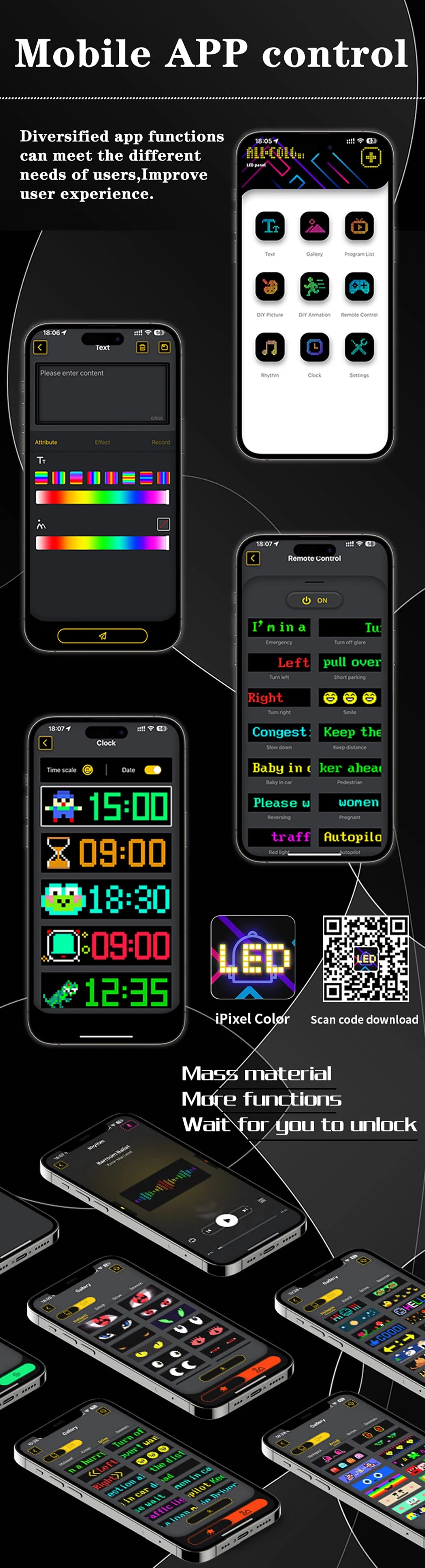LED Matrix Pixel Panel Light Bluetooth App 5V USB  Control Scrolling Advertising LED Car Sign Animation Programmable for Car Sho