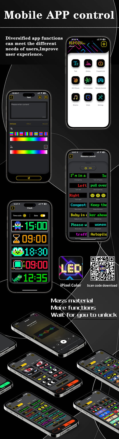 LED Matrix Pixel Panel Light Bluetooth App 5V USB  Control Scrolling Advertising LED Car Sign Animation Programmable for Car Sho