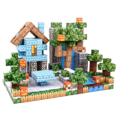 Magnetic Building Blocks Mine World Brick Cube Toys Set STEM Sensory Best Gift for Boy Girl Children Yi lin 100PCS