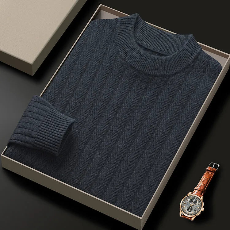 420g 100% Wool Men's High-quality Sweater, Business Casual Round-neck Pullover, Warm & Soft
