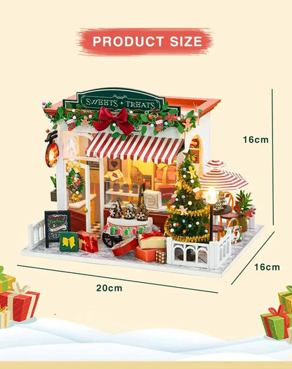 Christmas New Book Nook Miniature DIY Hut cabin Houses Bookstand Doll House Creative Puzzle Bookshelf Insert With Touch Cover