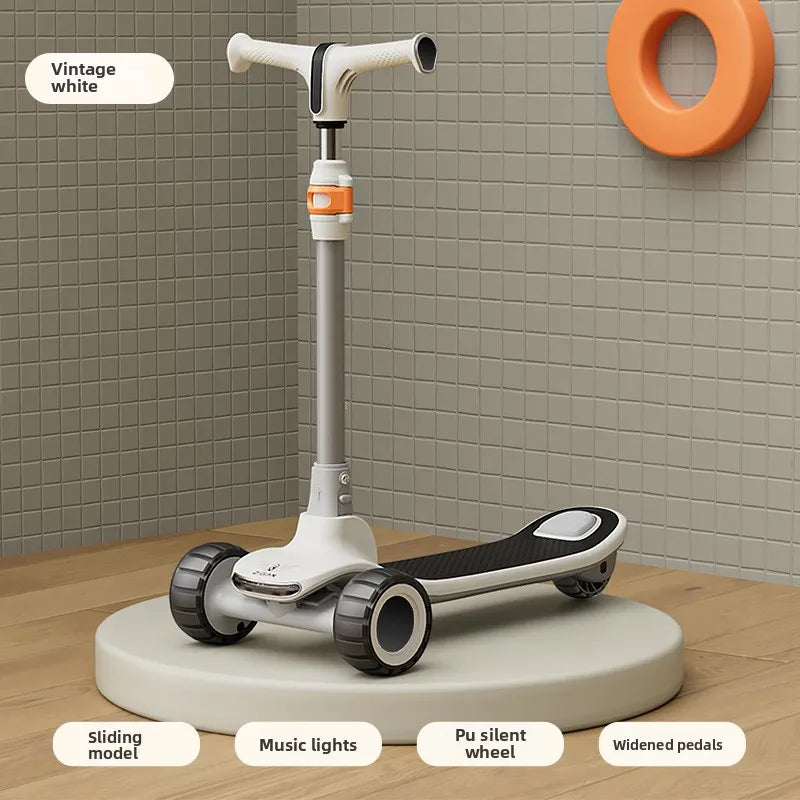 Foldable children's scooter for ages 2–8: LED-lit scooter ride-on scooter toy car for older children