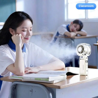 Portable Handheld Misting Fan High Speed Turbo Cooling Spray USB Rechargeable Mini Desk Fan Summer Outdoor Fan