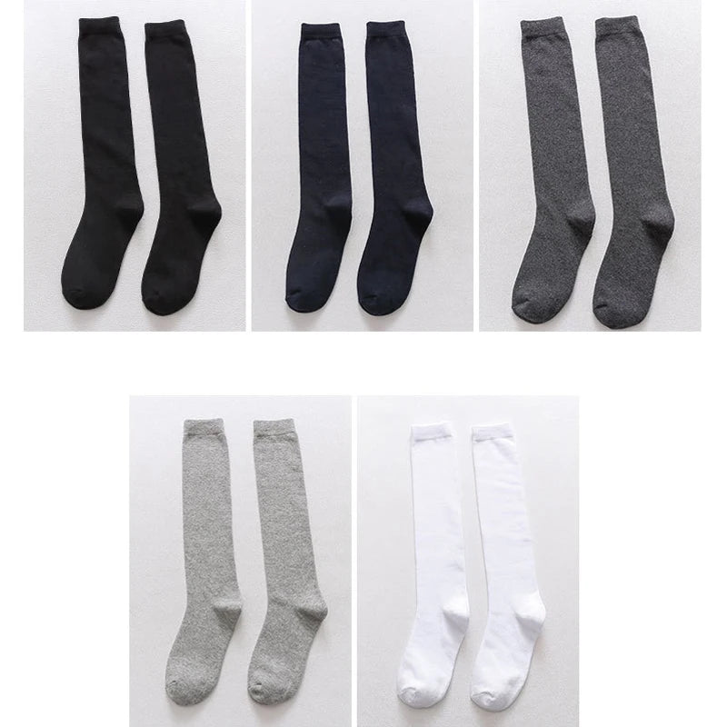 1/5 Pairs Men's Solid Cotton Long Crew Socks Elastic Business Formal Dress Socks For Gentleman Daily Party