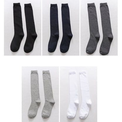 1/5 Pairs Men's Solid Cotton Long Crew Socks Elastic Business Formal Dress Socks For Gentleman Daily Party