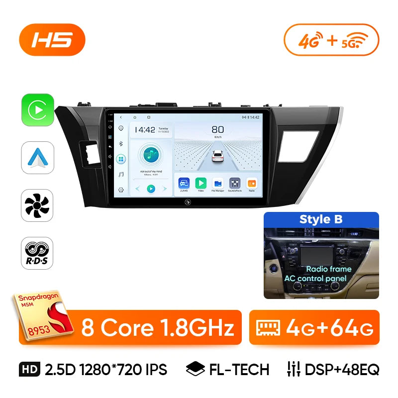 Ainavi Car Multimedia Player For Toyota Corolla 11 2012 2013 2014 2015 2016 E170 E180 wireless Carplay Android Auto 4G Wifi 2din