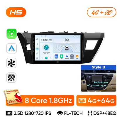 Ainavi Car Multimedia Player For Toyota Corolla 11 2012 2013 2014 2015 2016 E170 E180 wireless Carplay Android Auto 4G Wifi 2din