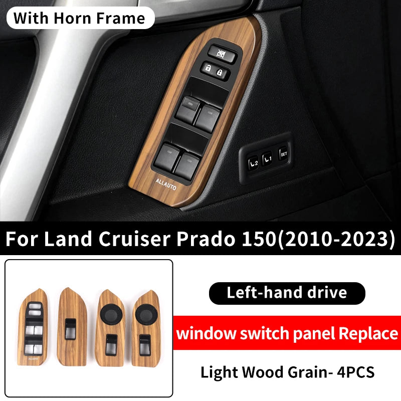 For Toyota 2010-2023 Land Cruiser Prado 150 LC150 Wood Grain Door Handle Armrest Interior Upgrade Accessories Replacement Parts