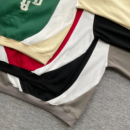 Fashionable Sports Suit Rhude Casual Shorts High-quality Splicing Color Blocks Thick Fabric Printed Hoodie