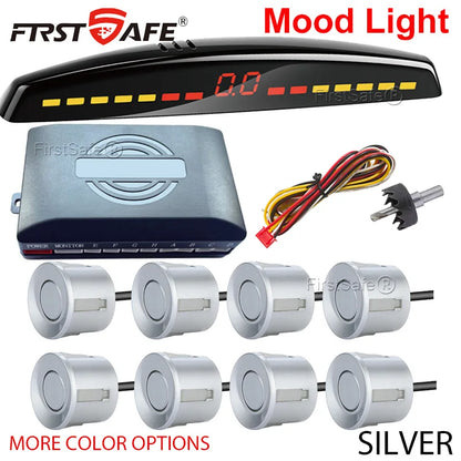 FirstSafe Factory Parking Sensor Kit Front Rear Mood Light Display 6/8 Radar Sensors Auto Backup Monitor Detector Accessories