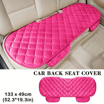 Rear Car Seat Covers Flocking Cloth Car Cushion Non Slide Checkered Winter Keep Warm Mat Pad Universal Fit Truck SUV Van