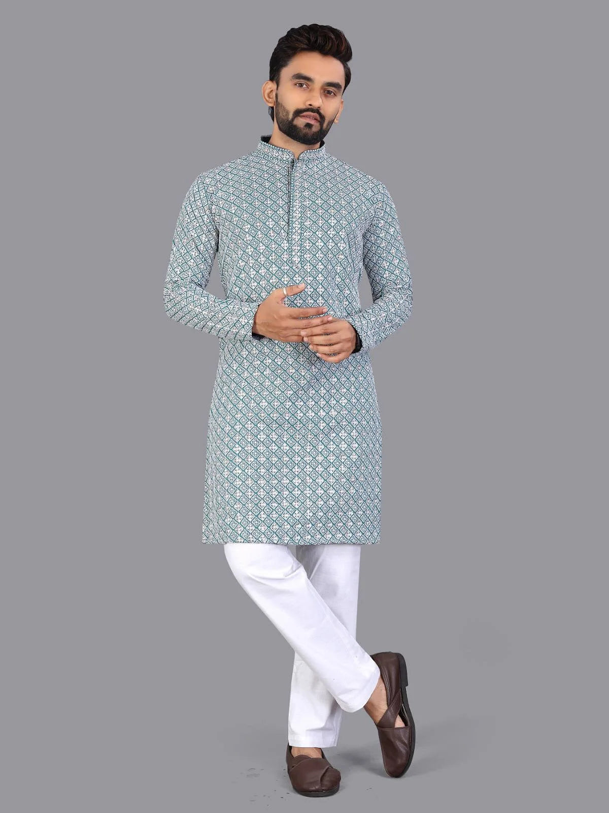 2026 Version Of Middle Eastern Style Muslim Robe Personality Bronzed Mid-length Long-sleeved Shirt Muslim Arabic Dress Men