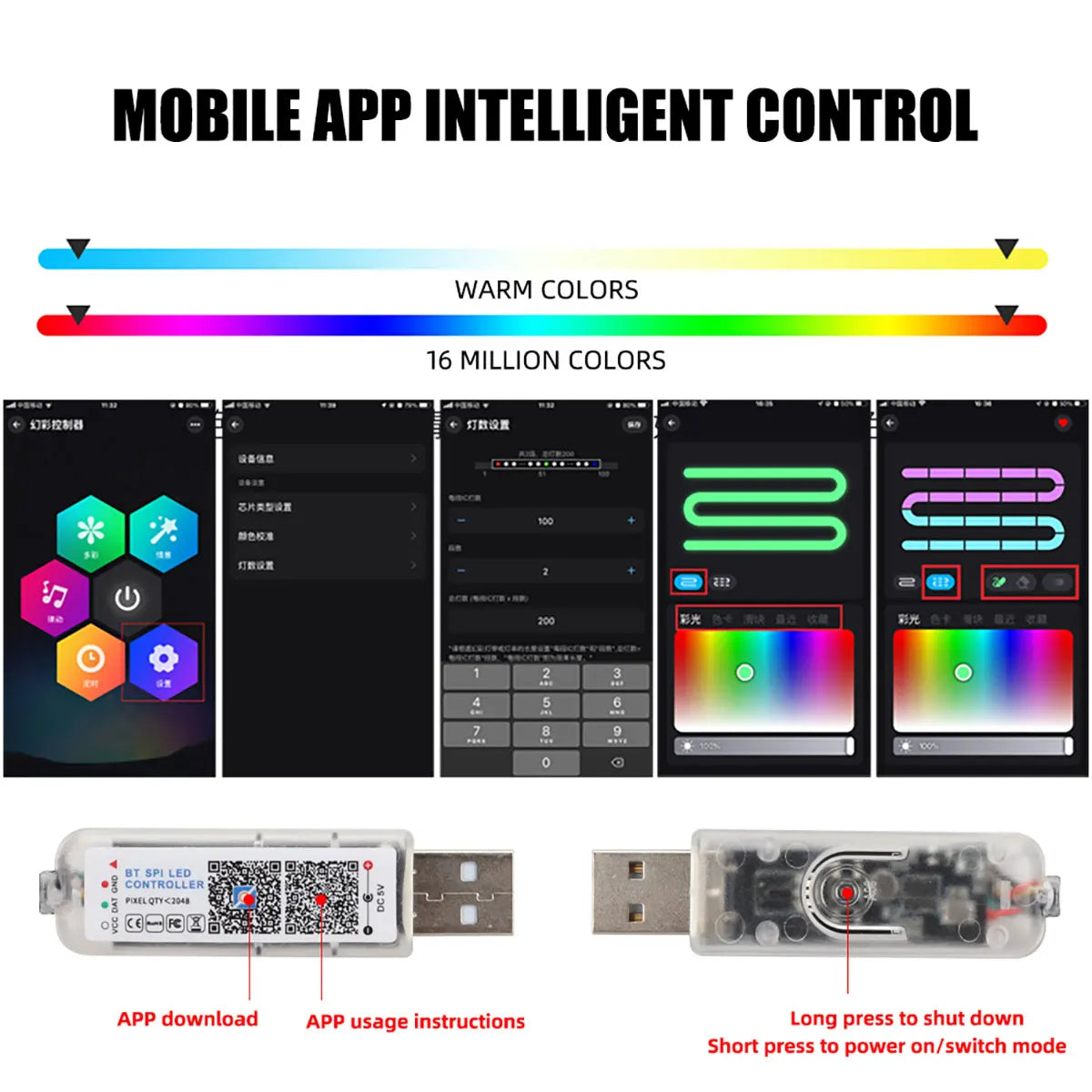 LED Symphony Ambient Lights Strip Car Interior Streamer RGB LED Neon Hidden Acrylic Strip Decoration Atmosphere Lamp USB