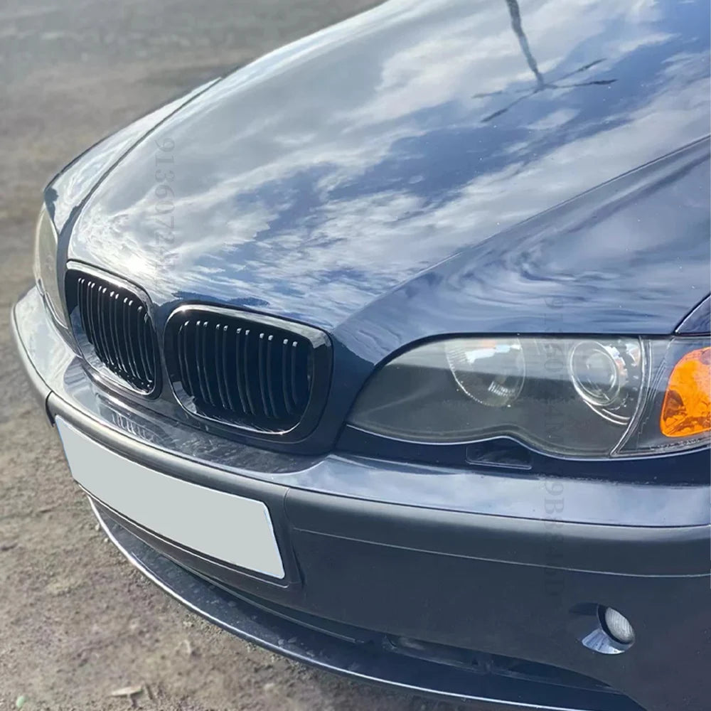 For BMW E46 2/4 Door  3 Series 2002 2003 2004 2005 318i 320i 325i 330i Grille Glossy Black Front Kidney Double Slat Grill Tuning