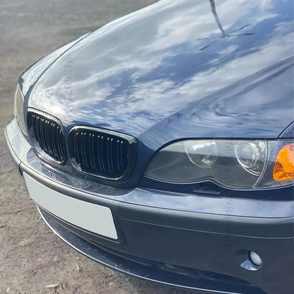 For BMW E46 2/4 Door  3 Series 2002 2003 2004 2005 318i 320i 325i 330i Grille Glossy Black Front Kidney Double Slat Grill Tuning